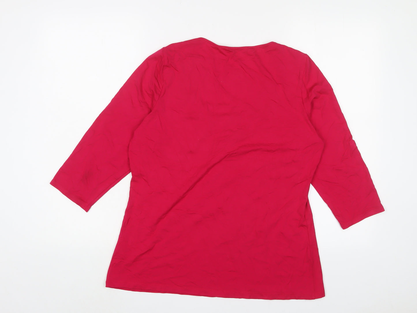 Marks and Spencer Womens Pink Viscose Basic T-Shirt Size 18 Square Neck - Pleated