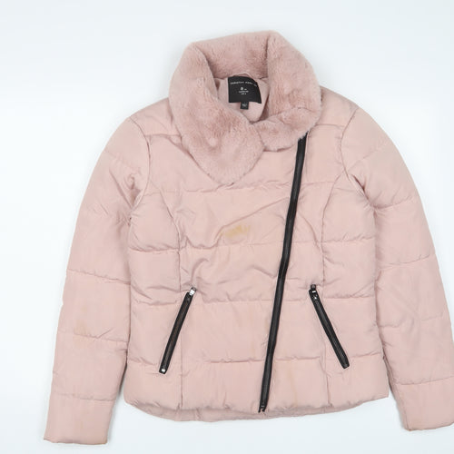 Dorothy Perkins Womens Pink Quilted Coat Size 8 Zip