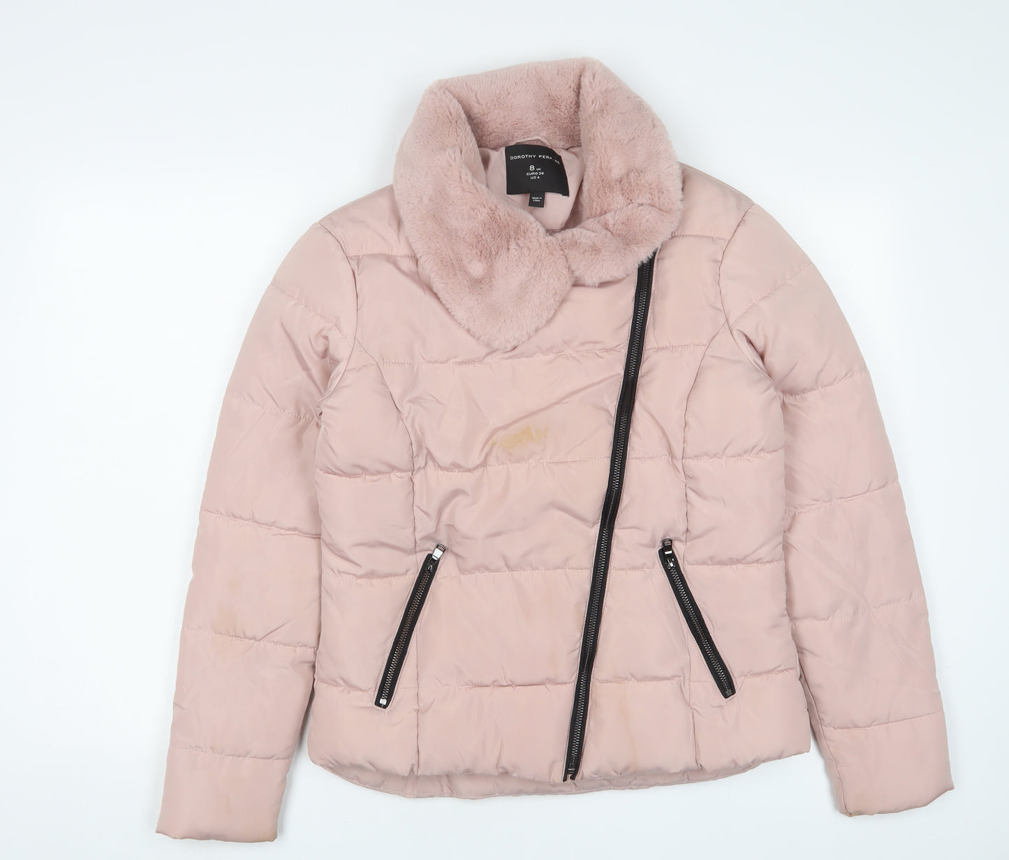 Dorothy Perkins Womens Pink Quilted Coat Size 8 Zip