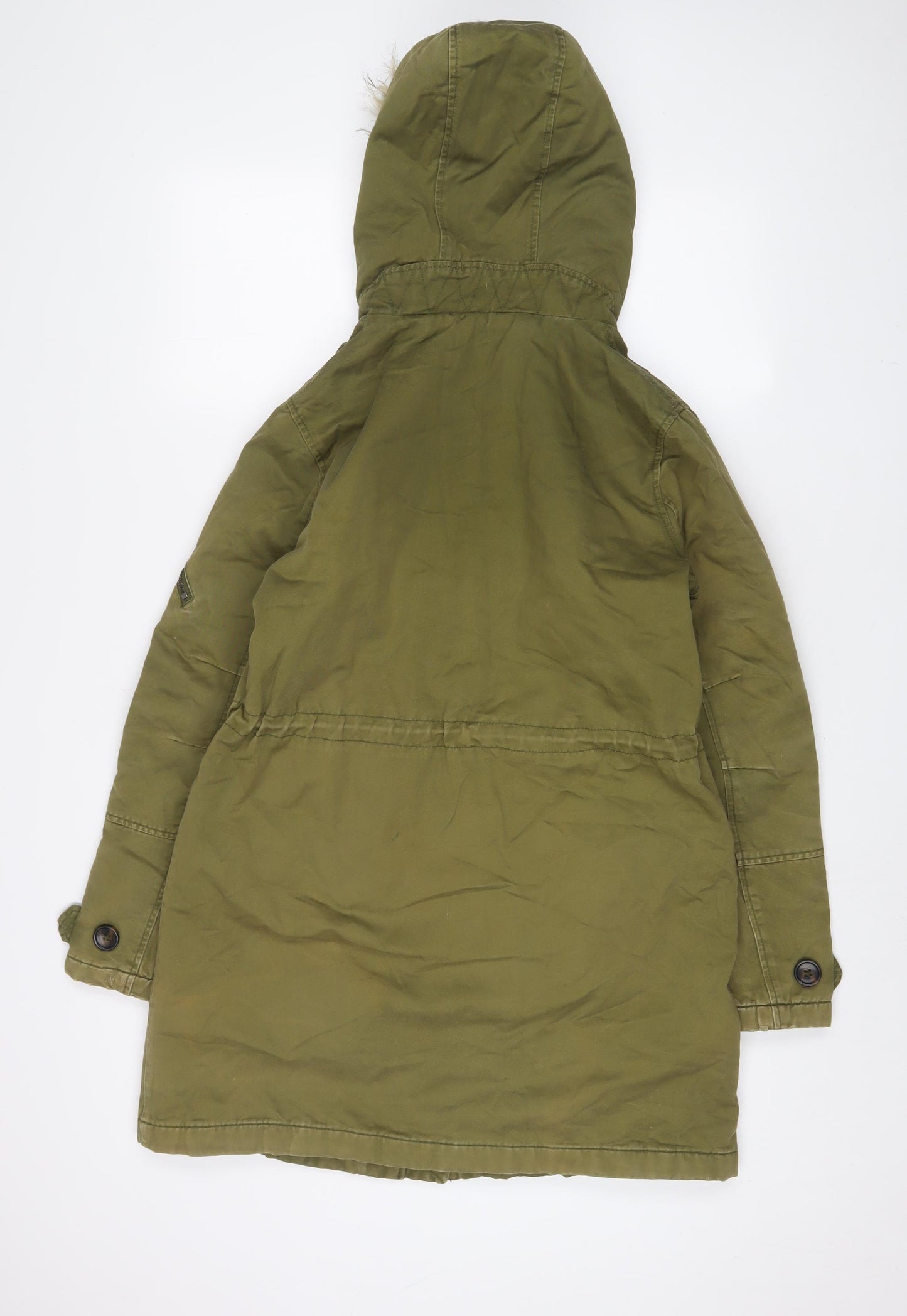 Topshop Womens Green Parka Coat Size 8 Zip