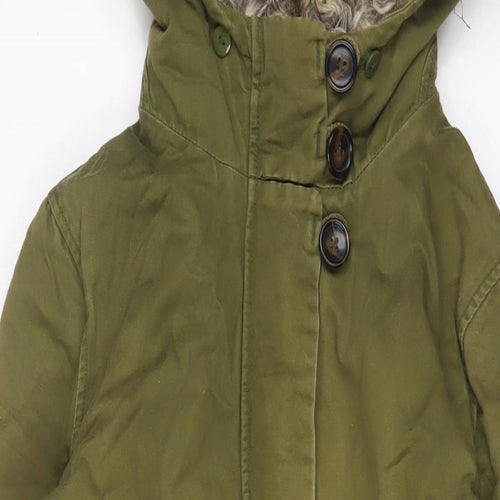 Topshop Womens Green Parka Coat Size 8 Zip