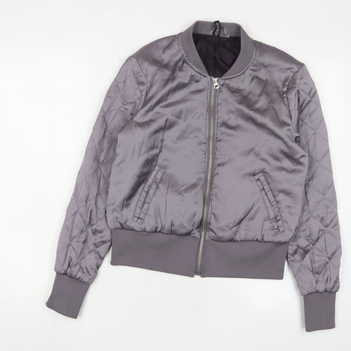 H&M Womens Grey Bomber Jacket Jacket Size 12 Zip