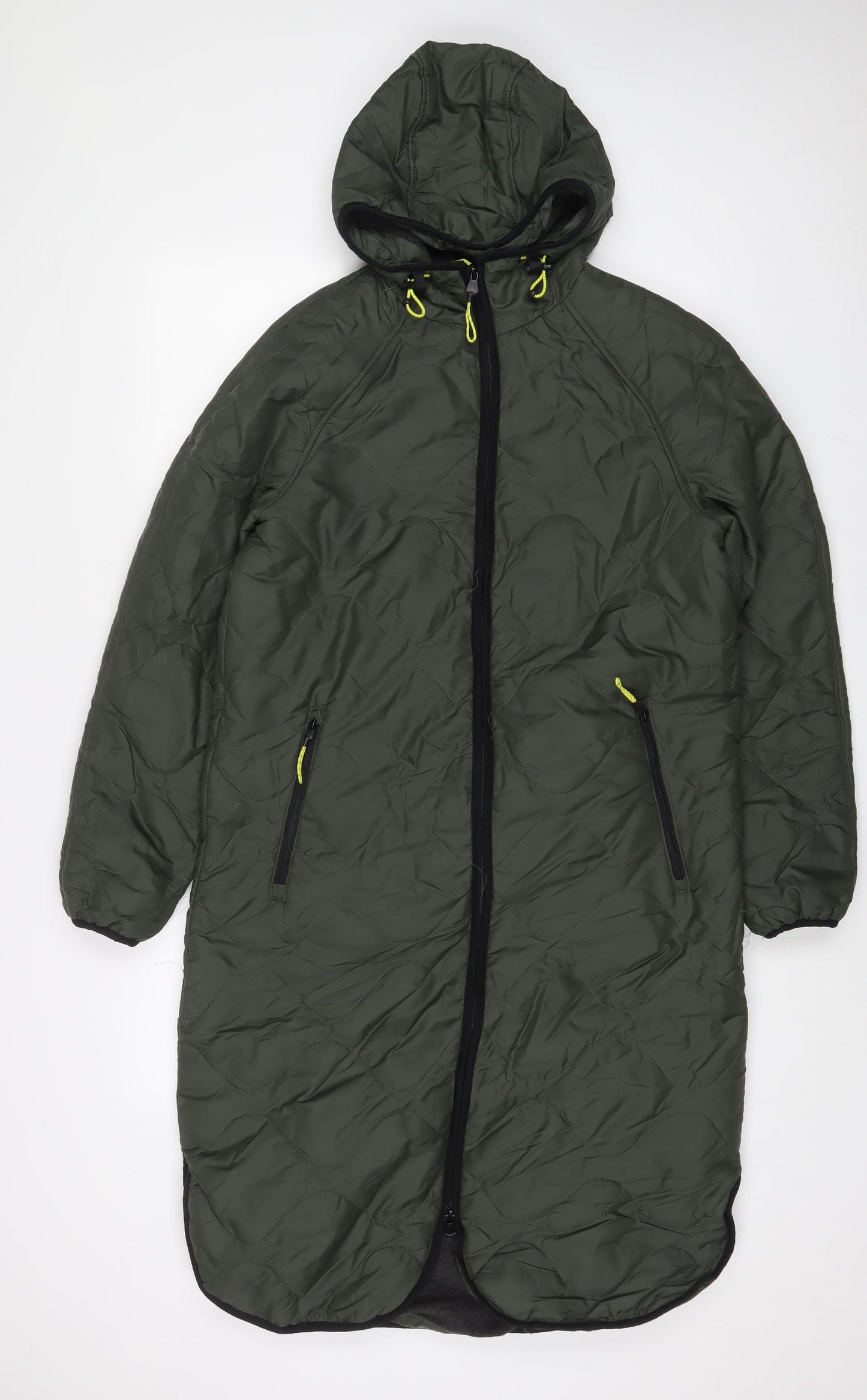 GOODMOVE Womens Green Quilted Coat Size 6 Zip