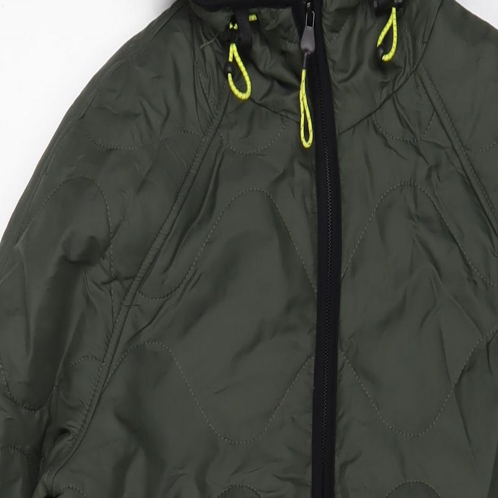 GOODMOVE Womens Green Quilted Coat Size 6 Zip