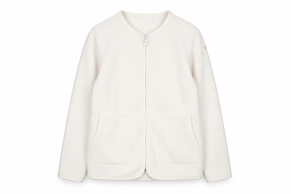 Front view of Marks & Spencer women’s white jacket, size M, zip