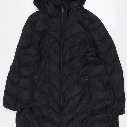 Marks and Spencer Womens Black Quilted Coat Size 20 Zip