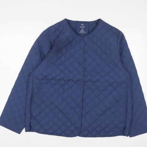 Marks and Spencer Womens Blue Quilted Jacket Size 16 Snap