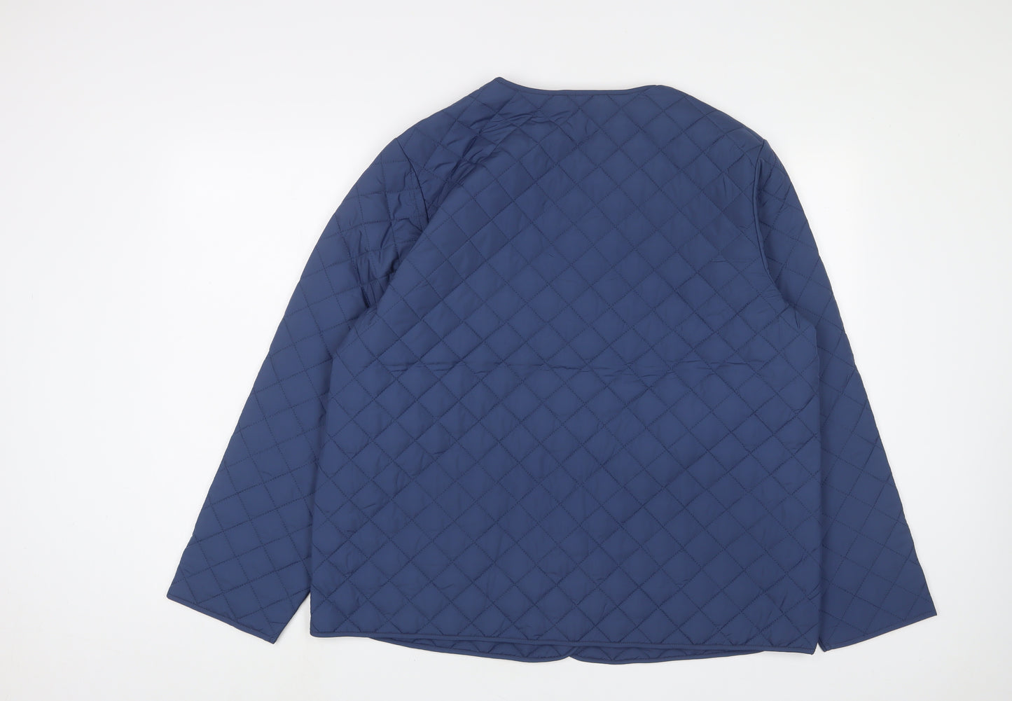 Marks and Spencer Womens Blue Quilted Jacket Size 16 Snap