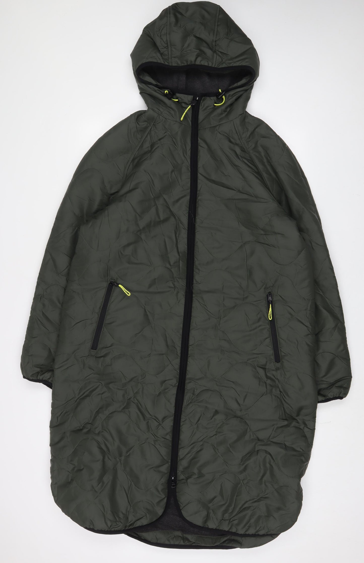GOODMOVE Womens Green Quilted Coat Size 14 Zip