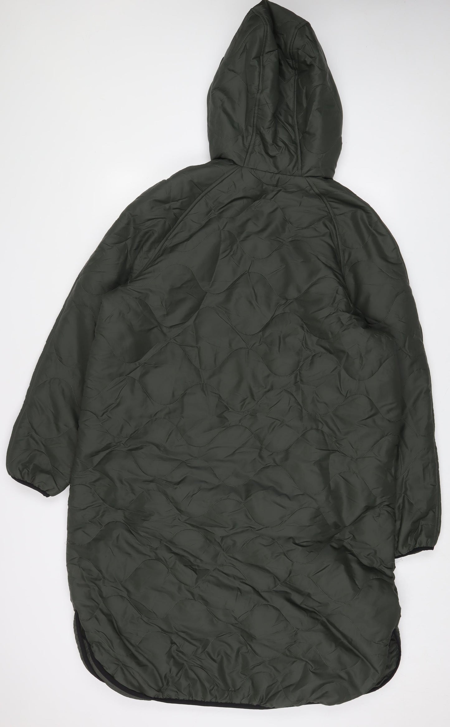 GOODMOVE Womens Green Quilted Coat Size 14 Zip