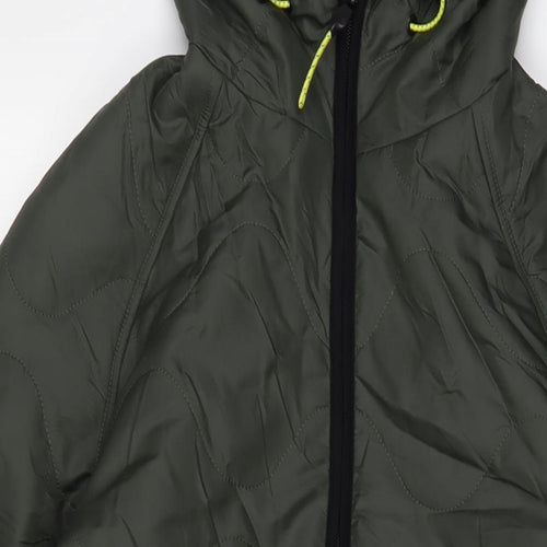 GOODMOVE Womens Green Quilted Coat Size 14 Zip