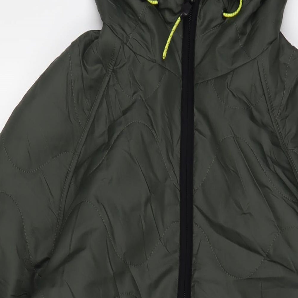 GOODMOVE Womens Green Quilted Coat Size 14 Zip