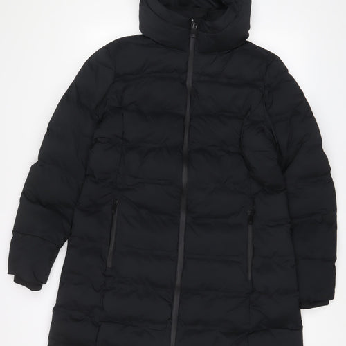 GOODMOVE Womens Black Quilted Coat Size 14 Zip