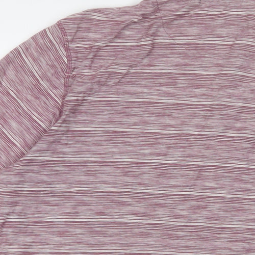 MANTARAY PRODUCTS Mens Purple Striped Cotton T-Shirt Size 2XL Henley