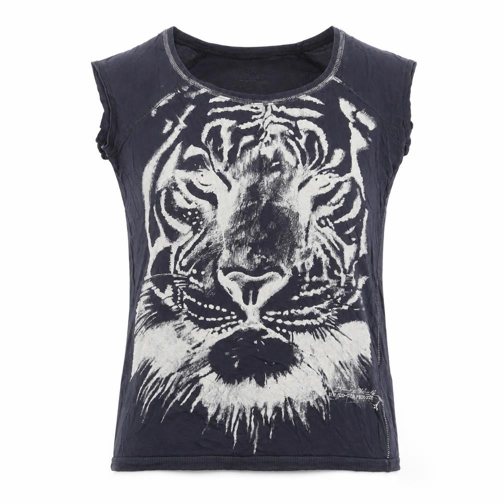 Front view of River Island women’s grey cotton basic tank, size UK 8, boat neck