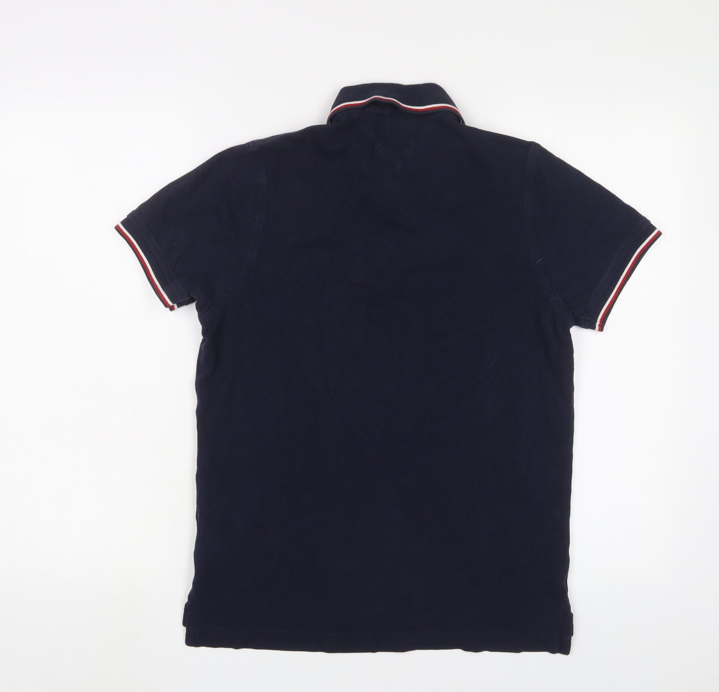 Tommy Hilfiger Mens Blue Cotton Polo Size S Collared Button - Logo, Embroidered