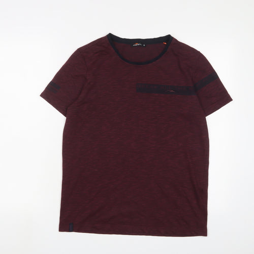 Maraton Mens Red Polyester Basic T-Shirt Size S Crew Neck Pullover