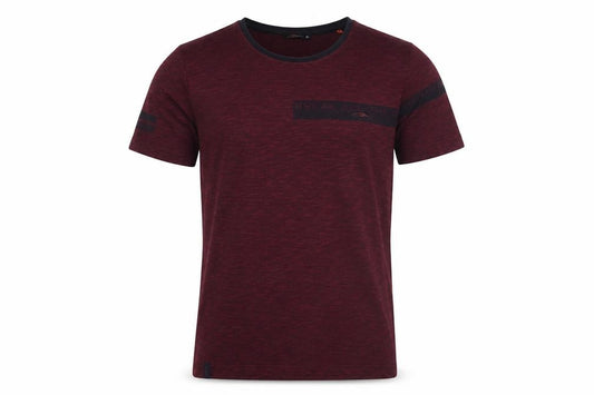 Front view of Maraton men’s red polyester basic t-shirt, size S, crew neck pullover