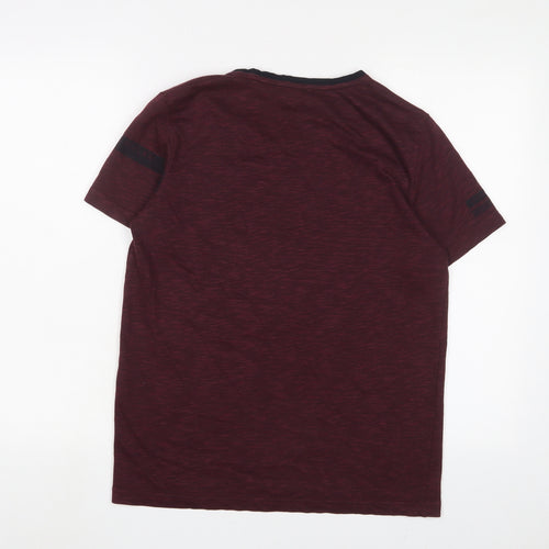 Maraton Mens Red Polyester Basic T-Shirt Size S Crew Neck Pullover