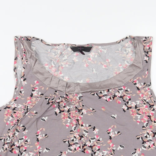 Jasper Conran Womens Grey Floral Viscose Basic Tank Size 16 Scoop Neck