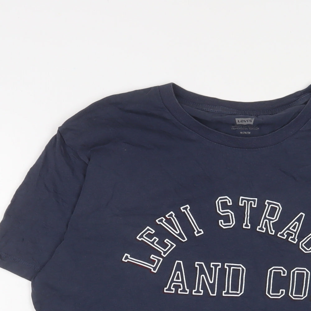 Levi's Mens Blue Cotton T-Shirt Size M Crew Neck - Logo