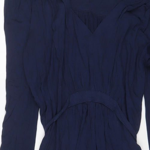 French Connection Womens Blue Viscose A-Line Size 10 V-Neck Pullover