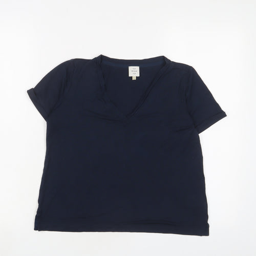 Seen Worn Kept Womens Blue Lyocell Basic T-Shirt Size 6 V-Neck