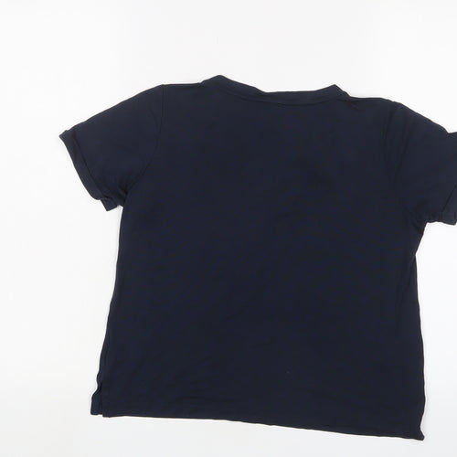 Seen Worn Kept Womens Blue Lyocell Basic T-Shirt Size 6 V-Neck