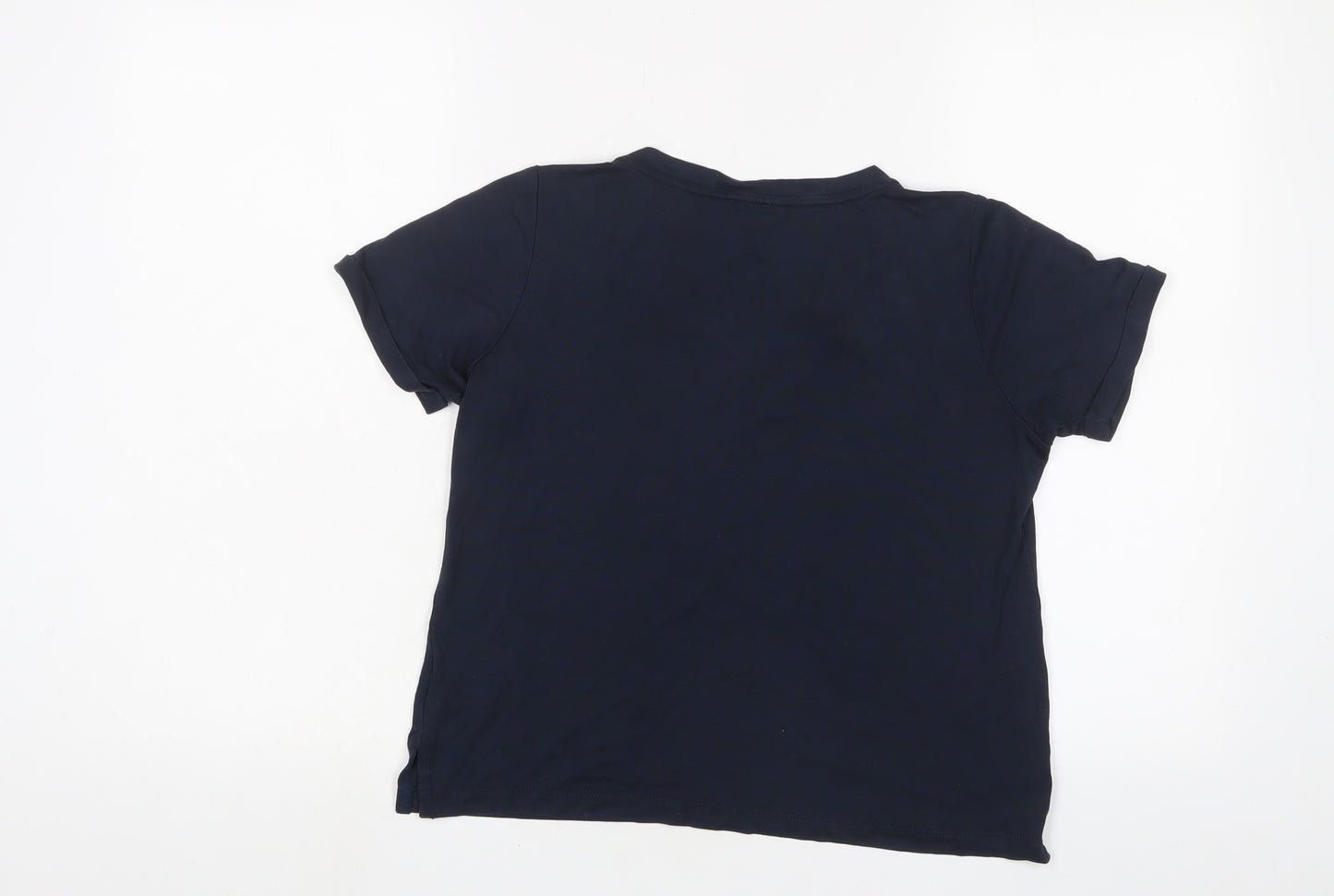 Seen Worn Kept Womens Blue Lyocell Basic T-Shirt Size 6 V-Neck