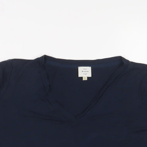 Seen Worn Kept Womens Blue Lyocell Basic T-Shirt Size 6 V-Neck