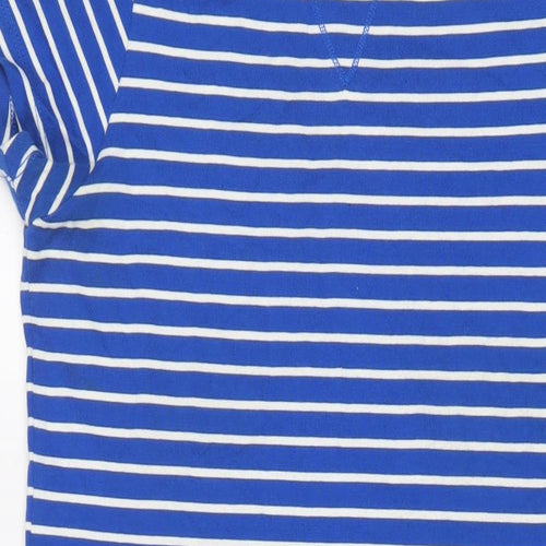 MANTARAY PRODUCTS Womens Blue Striped Cotton A-Line Size 14 Boat Neck Pullover