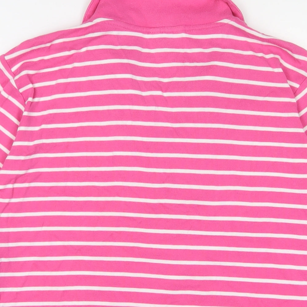 Cotton Traders Womens Pink Striped Cotton Basic Polo Size 22 Collared