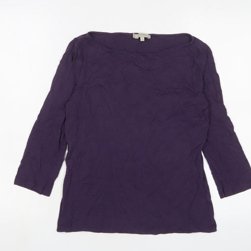 Hobbs Womens Purple Viscose Basic T-Shirt Size M Boat Neck