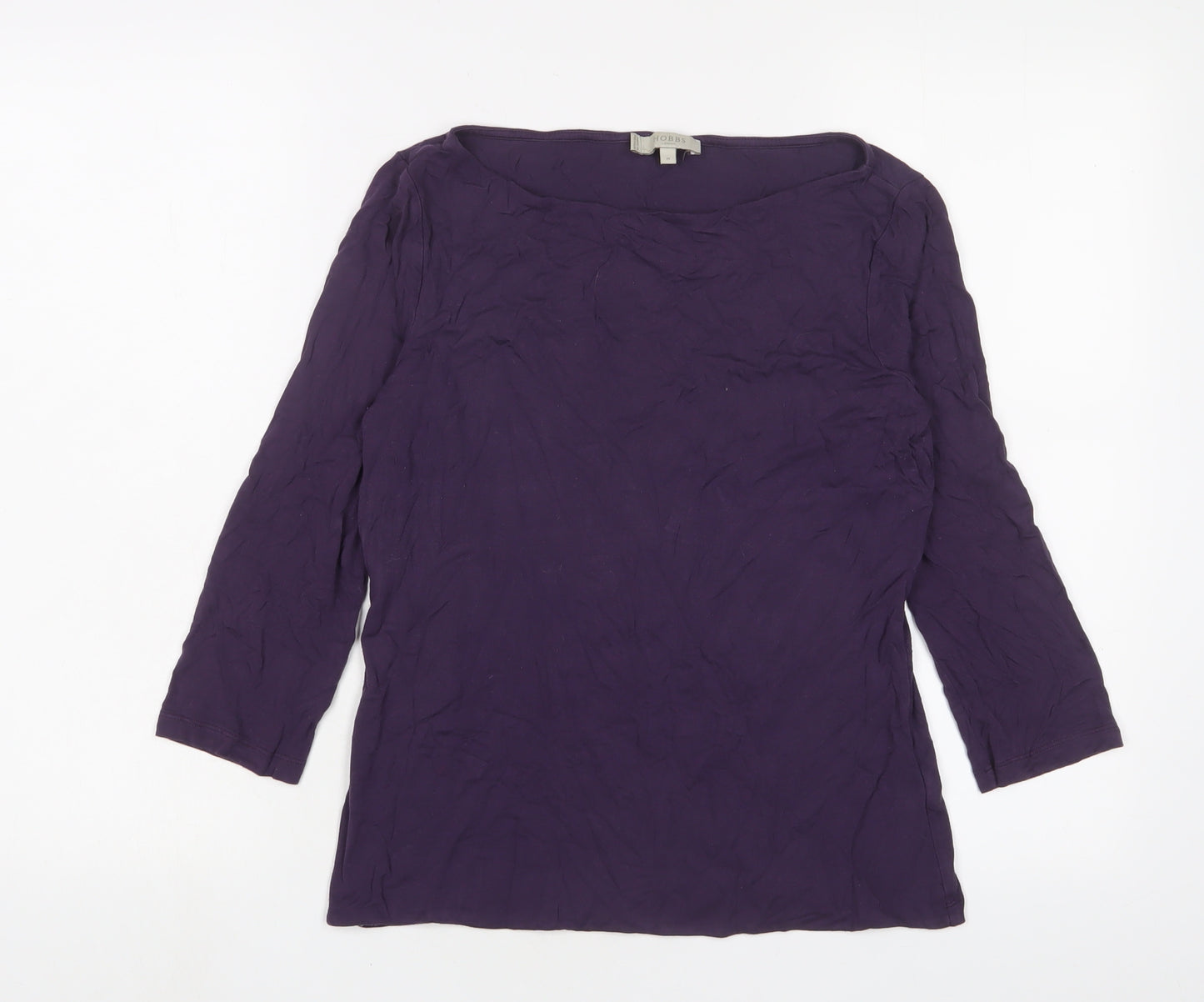 Hobbs Womens Purple Viscose Basic T-Shirt Size M Boat Neck