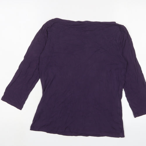 Hobbs Womens Purple Viscose Basic T-Shirt Size M Boat Neck