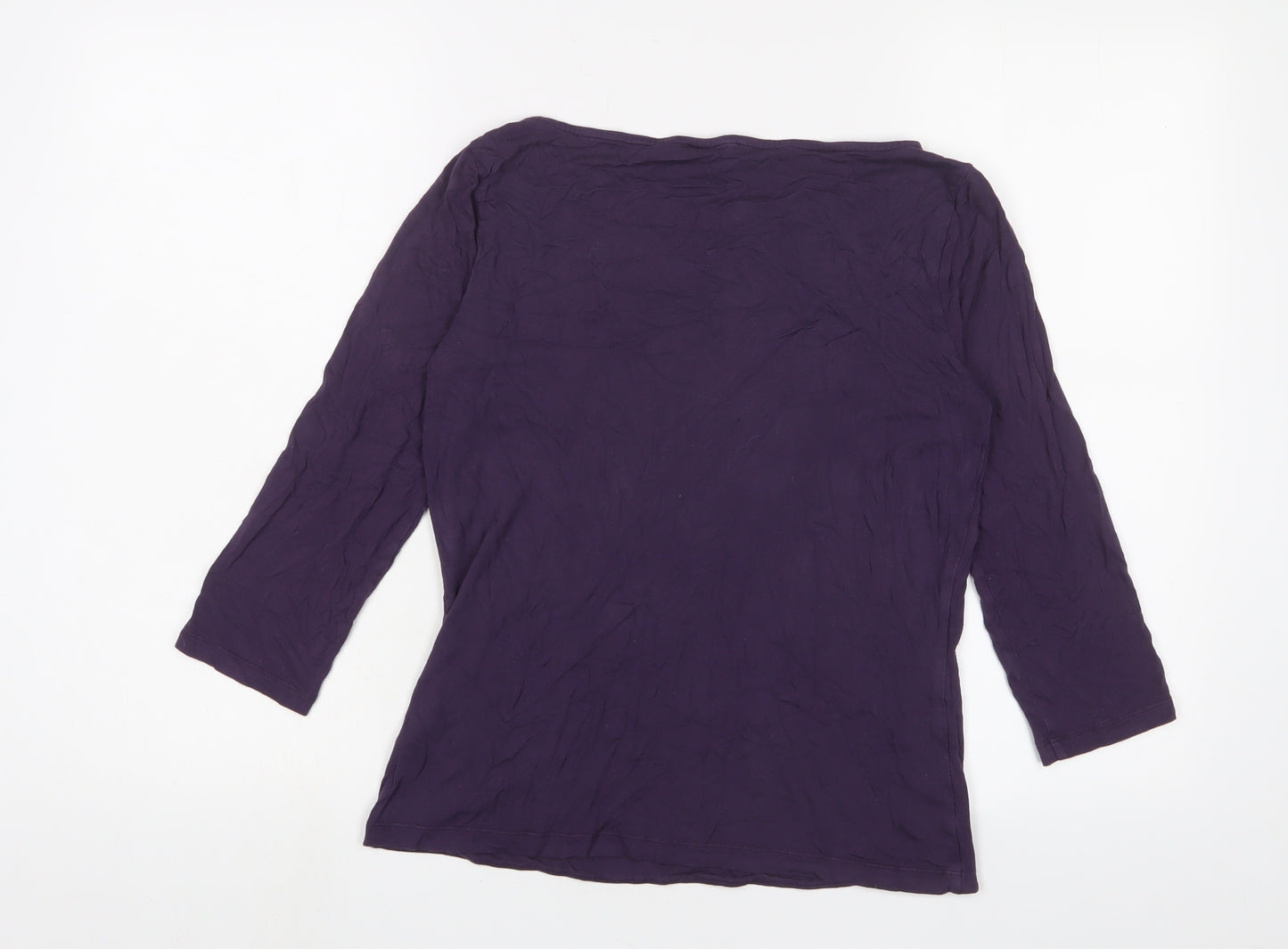 Hobbs Womens Purple Viscose Basic T-Shirt Size M Boat Neck