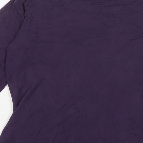 Hobbs Womens Purple Viscose Basic T-Shirt Size M Boat Neck