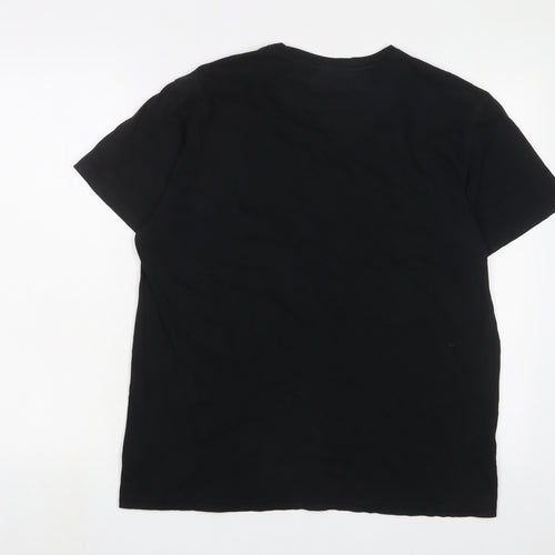 Pierre Cardin Mens Black Cotton T-Shirt Size XL Crew Neck - Logo