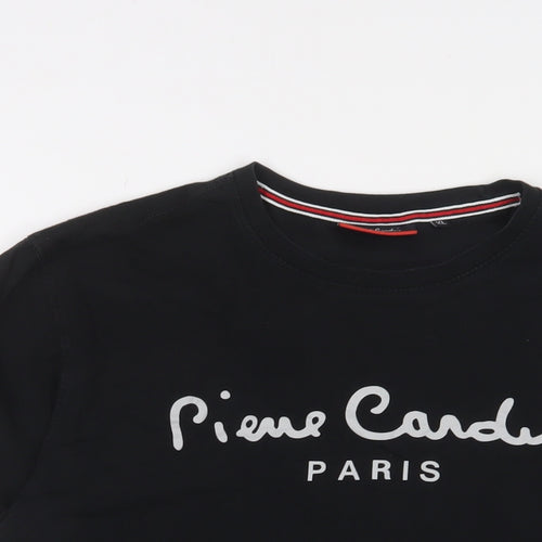 Pierre Cardin Mens Black Cotton T-Shirt Size XL Crew Neck - Logo