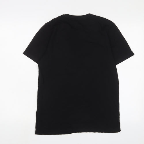 JACK & JONES Mens Black Cotton T-Shirt Size M Crew Neck