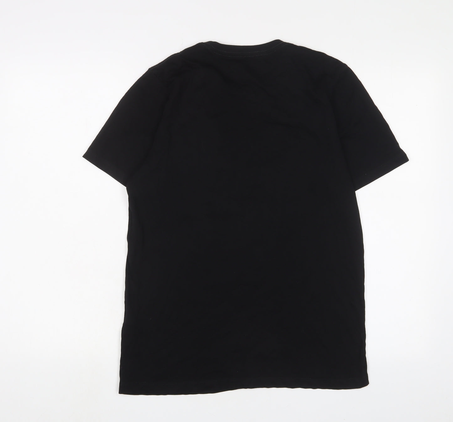 JACK & JONES Mens Black Cotton T-Shirt Size M Crew Neck