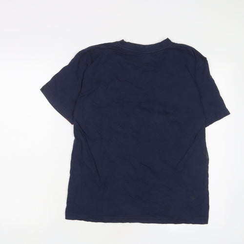 England Boys Blue Cotton Basic T-Shirt Size 13-14 Years V-Neck Pullover