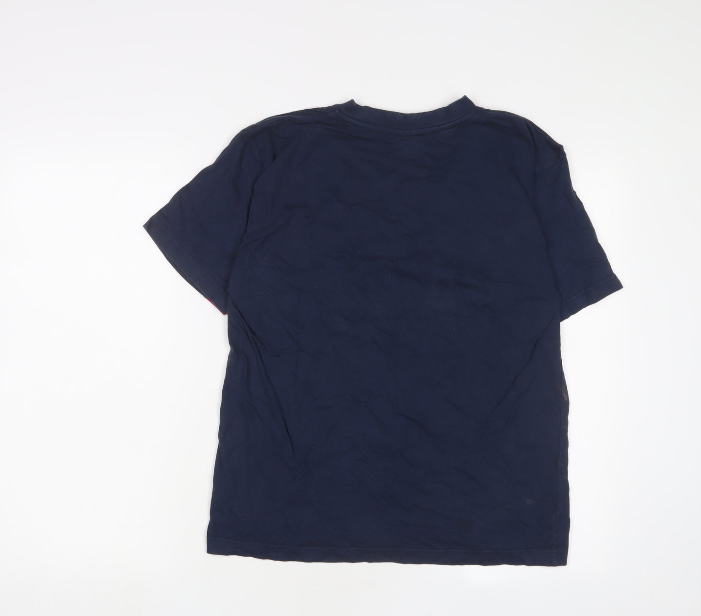 England Boys Blue Cotton Basic T-Shirt Size 13-14 Years V-Neck Pullover