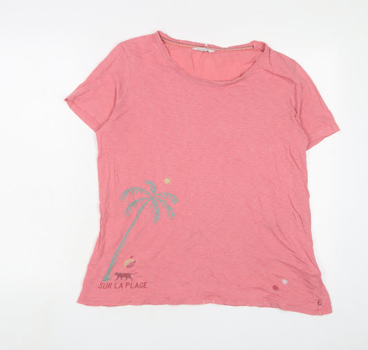 White Stuff Womens Pink Cotton Basic T-Shirt Size 14 Boat Neck - Sur La Plage