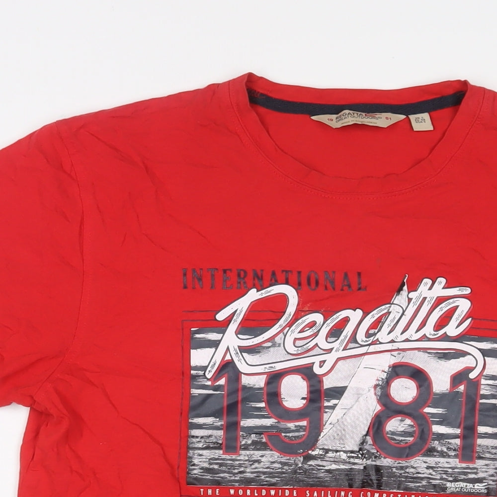 Regatta Mens Red Cotton T-Shirt Size S Crew Neck