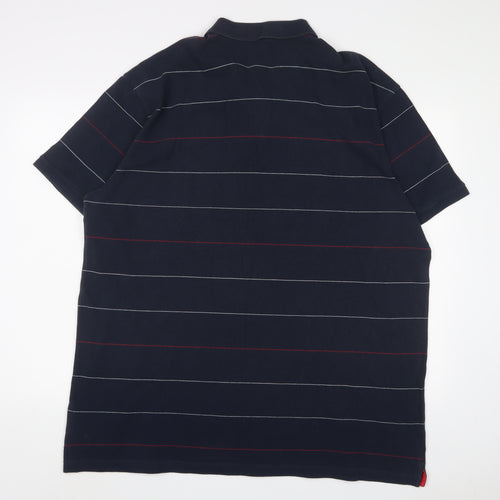 Ben Sherman Mens Blue Striped Cotton Polo Size 3XL Collared Button - Logo, Embroidered