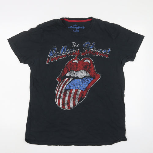 The Rolling Stones Mens Grey Cotton T-Shirt Size L Crew Neck