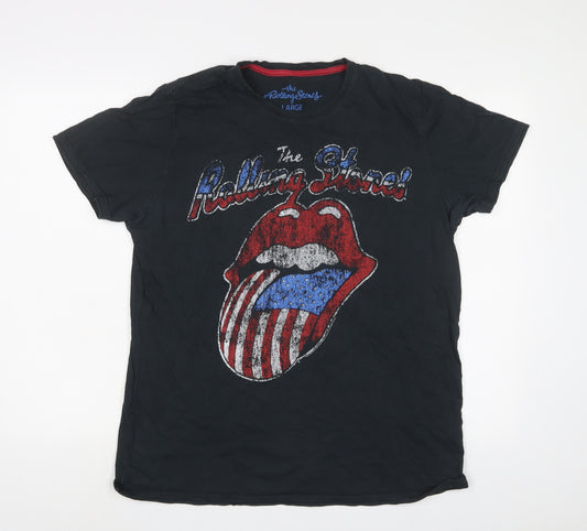 The Rolling Stones Mens Grey Cotton T-Shirt Size L Crew Neck