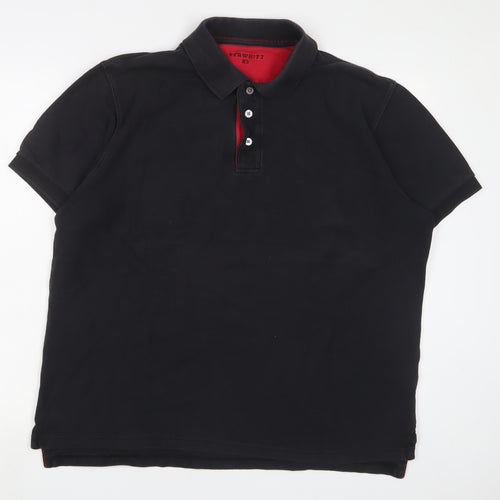 Charles Tyrwhitt Mens Black Cotton Polo Size XL Collared Button