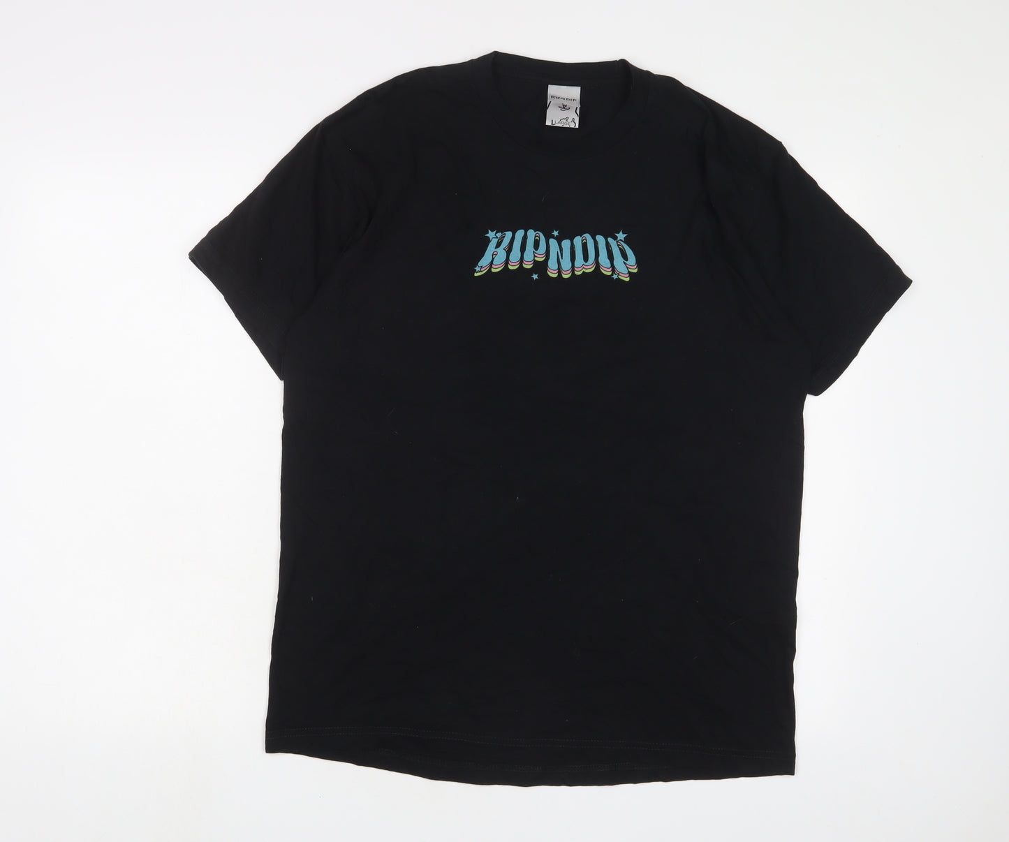 RIPNDIP' Mens Black Cotton T-Shirt Size L Crew Neck